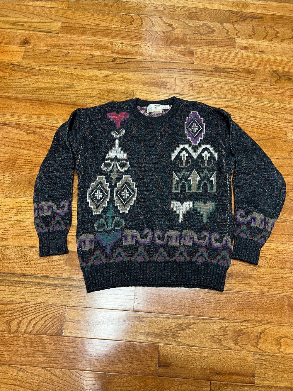 Vintage London fog gray Patterned Sweater